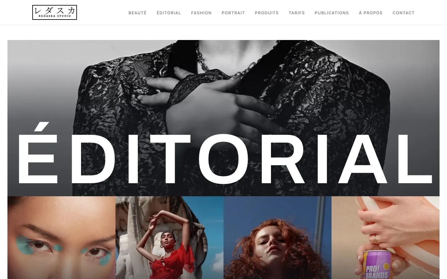 Page d'accueil du site du studio photo Redaska