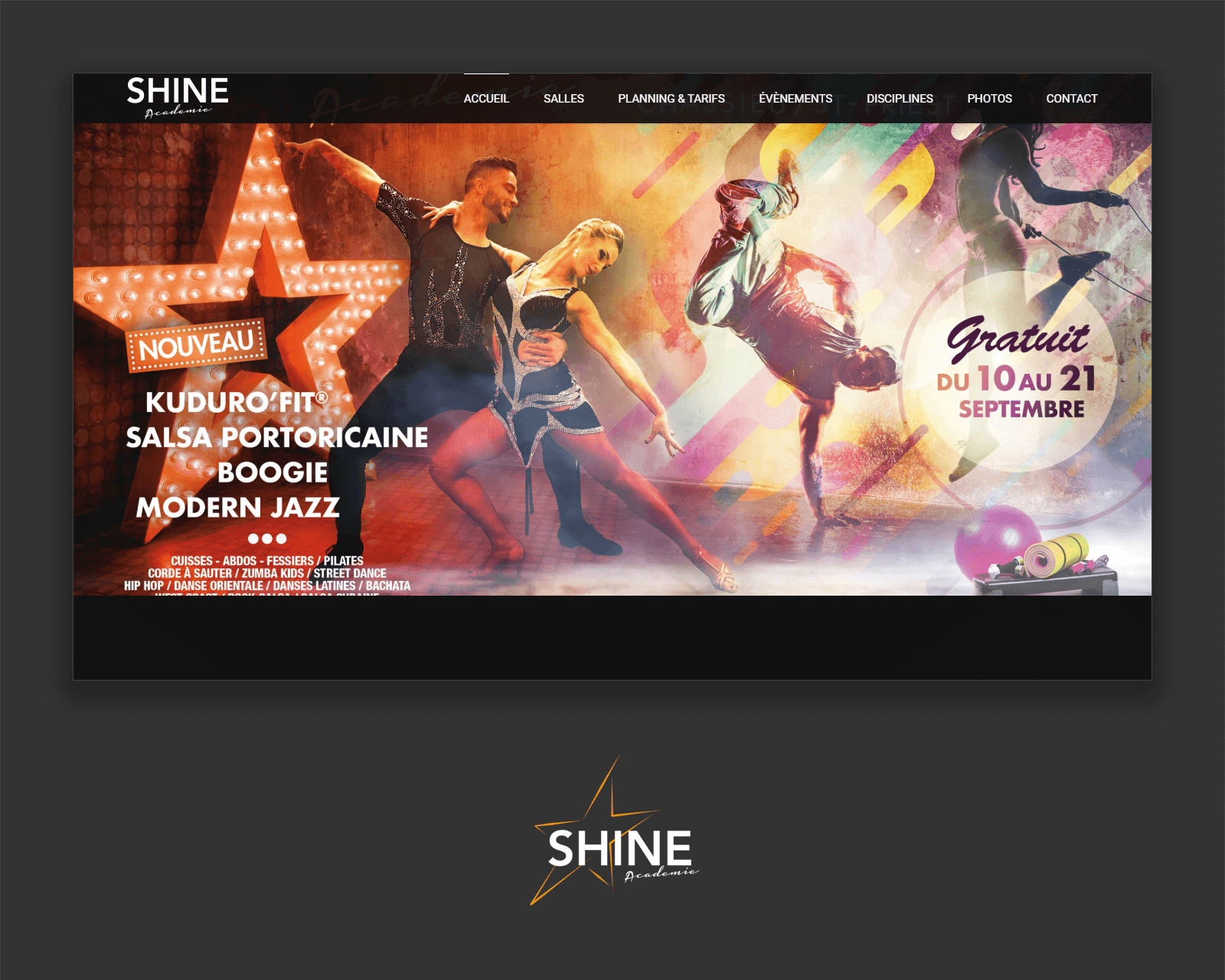 Site vitrine Shine Academie école de danse